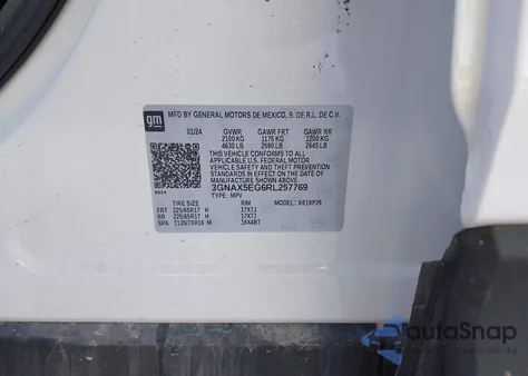 2024 Chevrolet Equinox Awd 1Fl from USA, damaged, VIN 3GNAX5EG6RL257769